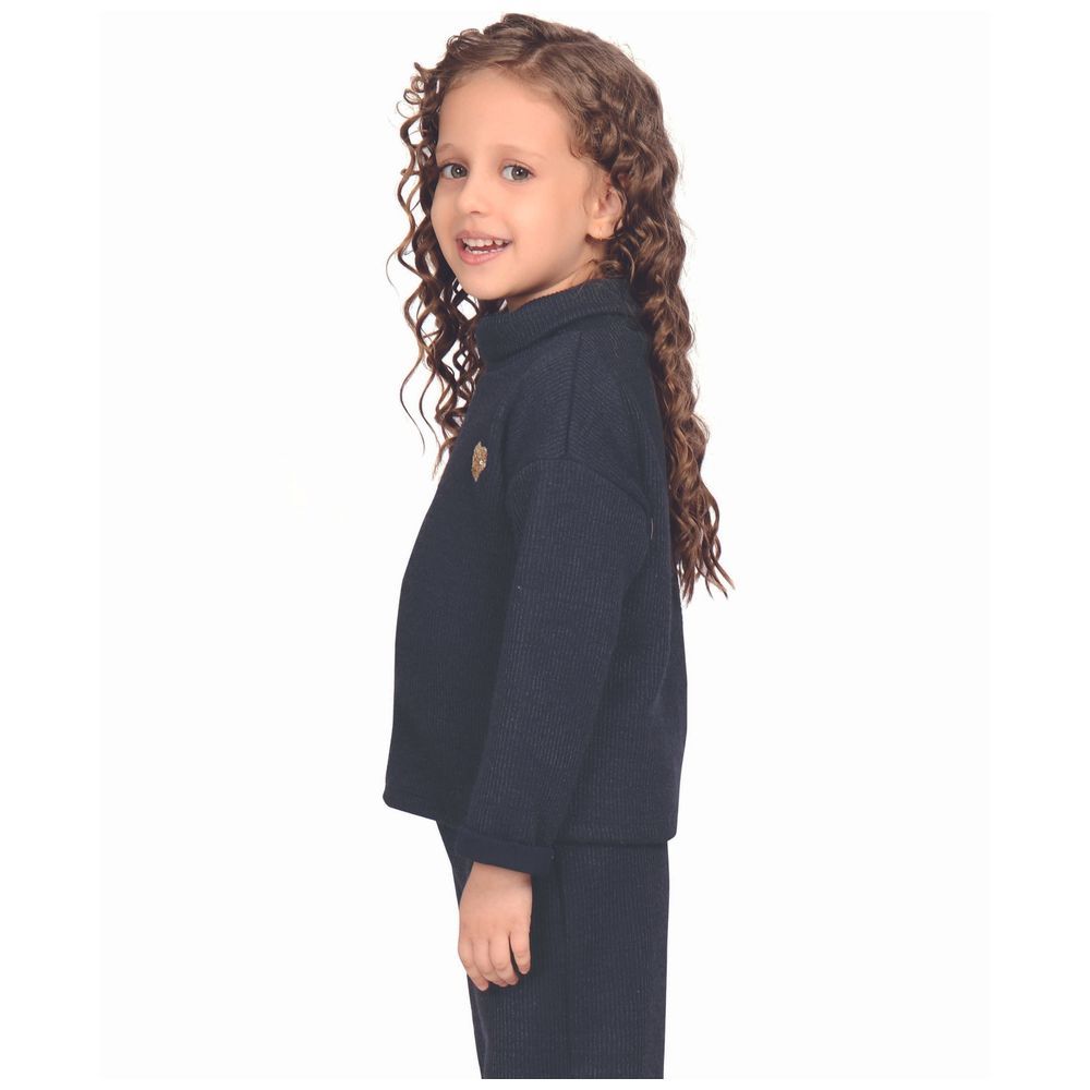 Little Kangaroos - Girl's Turtle Neck Sweatshirt - Navy Blue