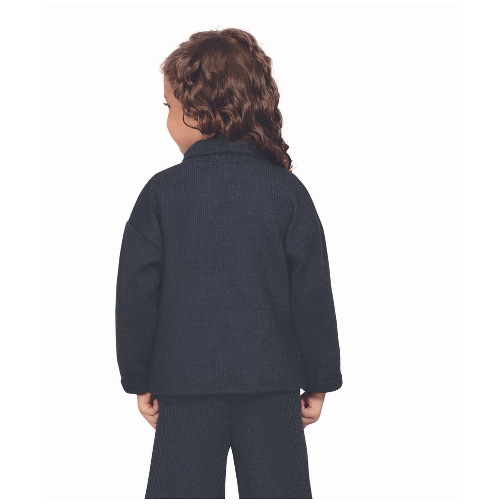 Little Kangaroos - Girl's Turtle Neck Sweatshirt - Navy Blue