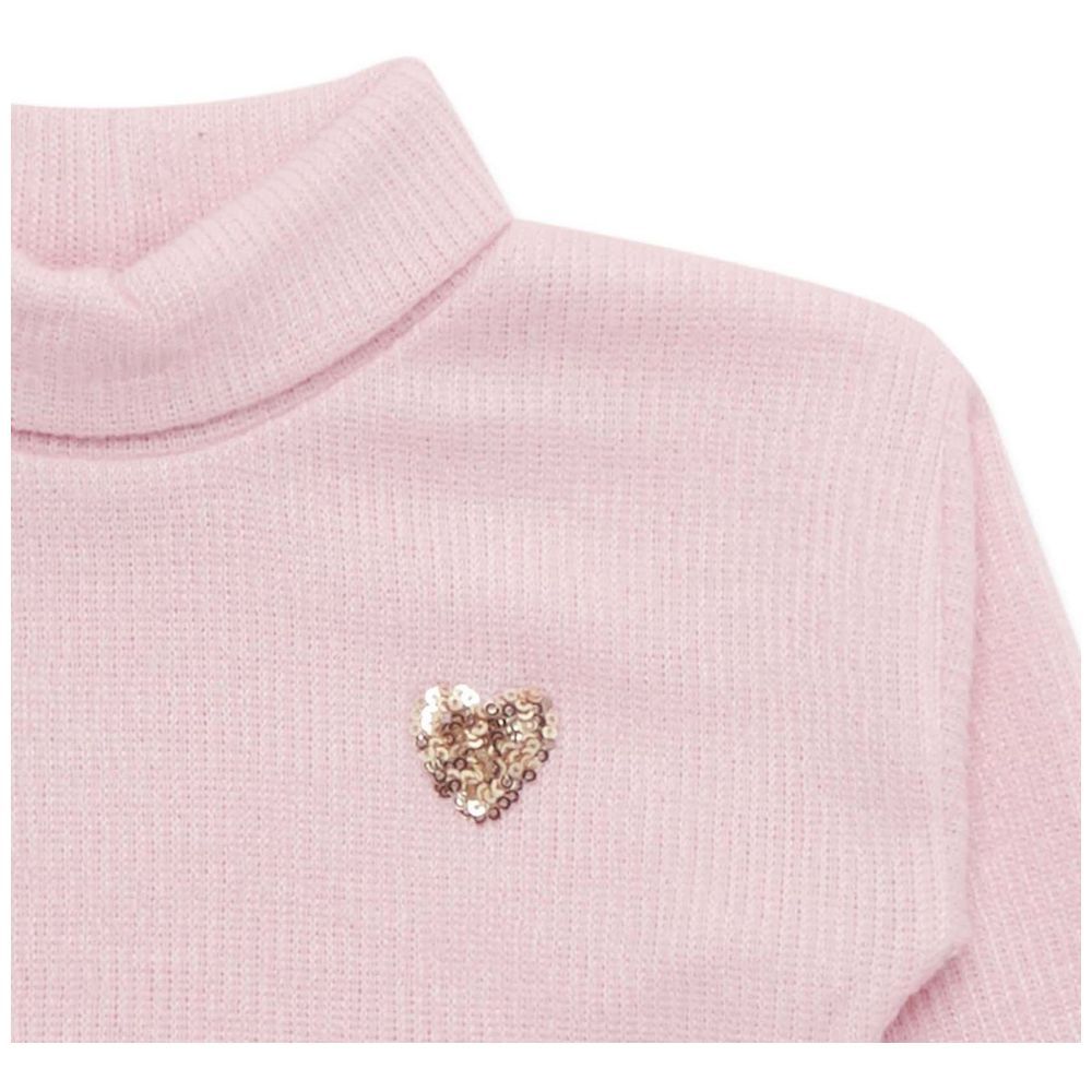 Little Kangaroos - Girl's Turtle Neck Sweatshirt - Baby Pink