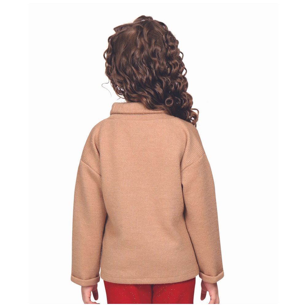 Little Kangaroos - Girl's Turtle Neck Sweatshirt - Light Fawn