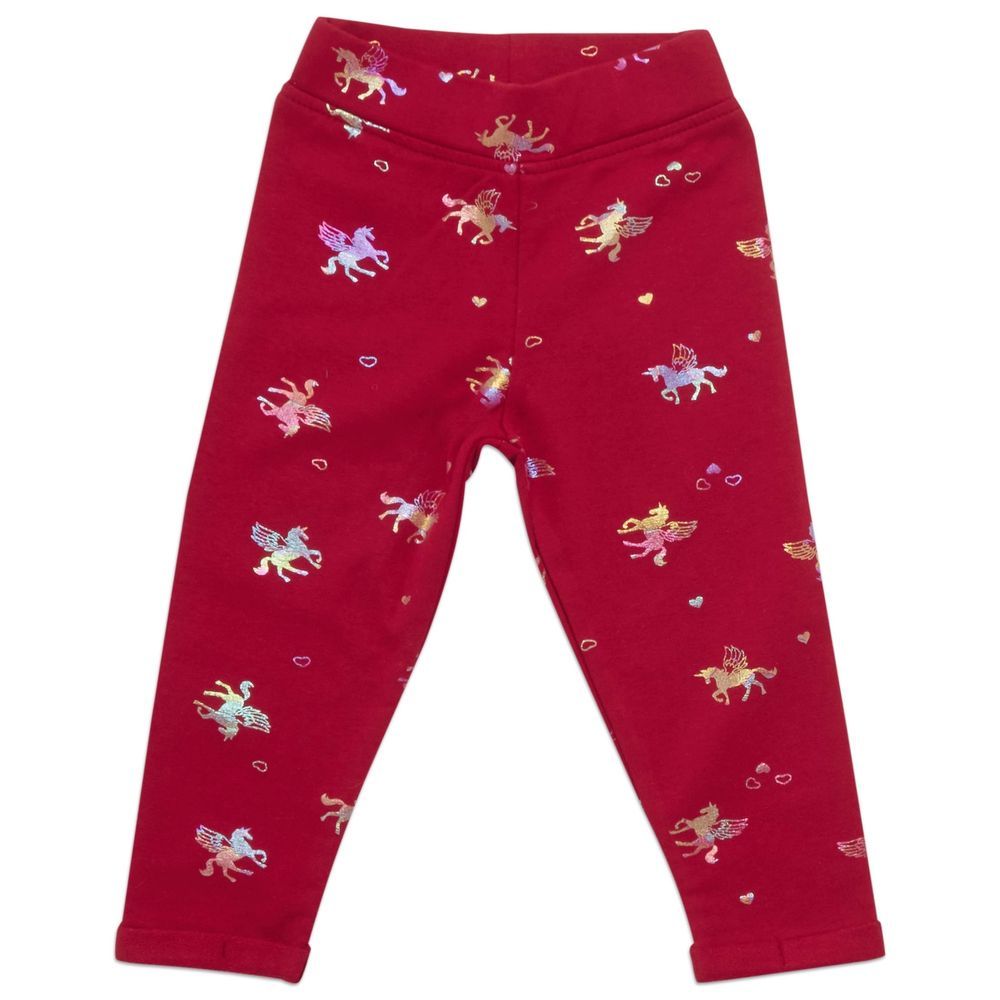 Little Kangaroos - Girl's Printed Leggings - Maroon