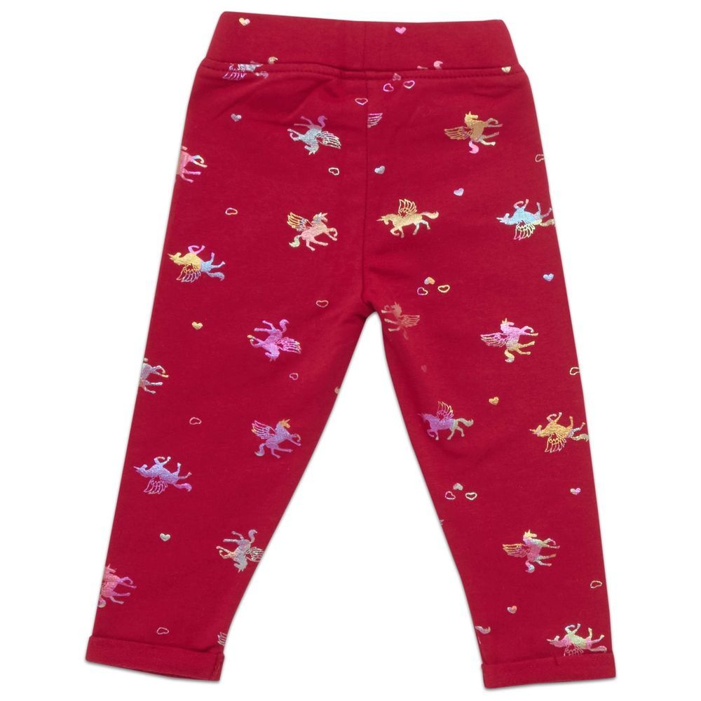 Little Kangaroos - Girl's Printed Leggings - Maroon