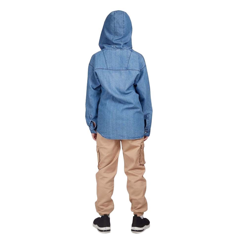 Little Kangaroos - Boy's Full Sleeves Hooded Shirt - Light Blue