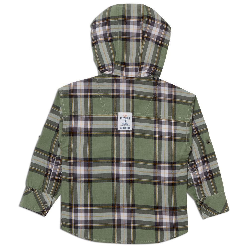 Little Kangaroos - Boy's Full Sleeves Hooded Shirt - Pista