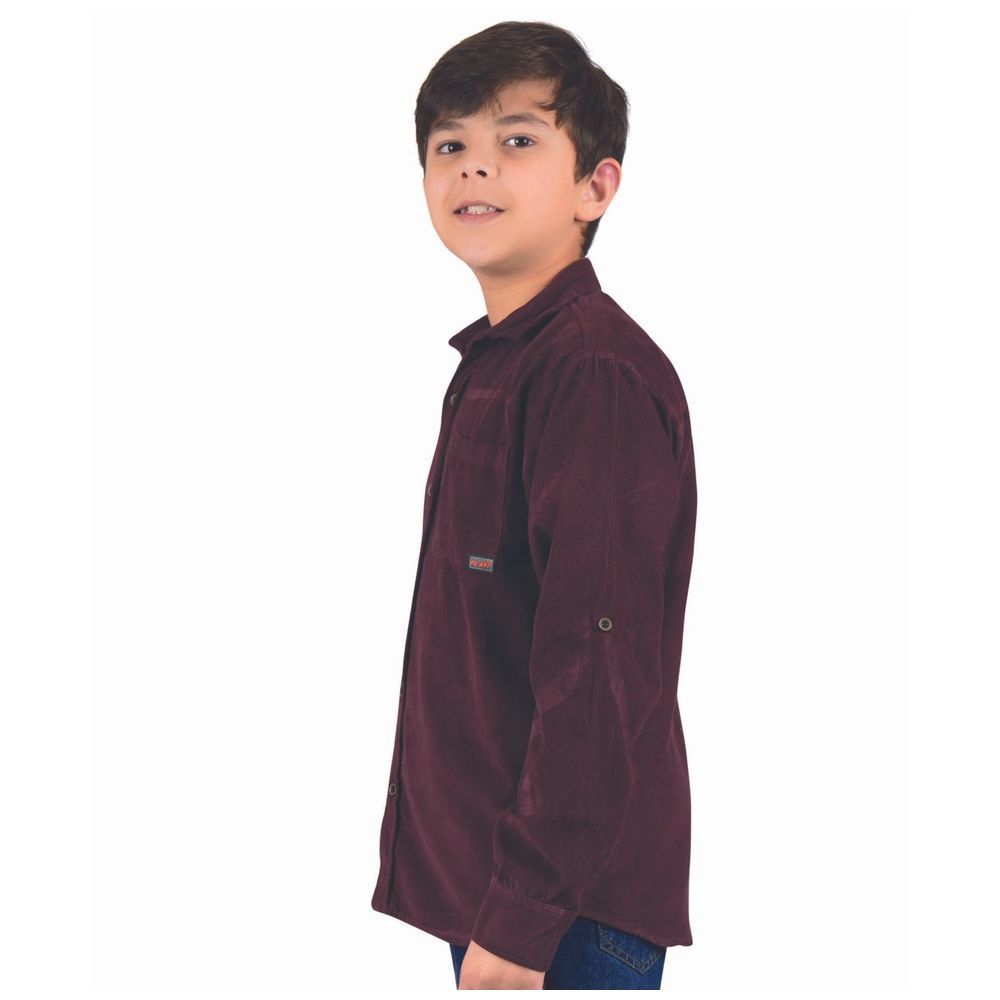 Little Kangaroos - Boy's Full Sleeves Shirt - Wine