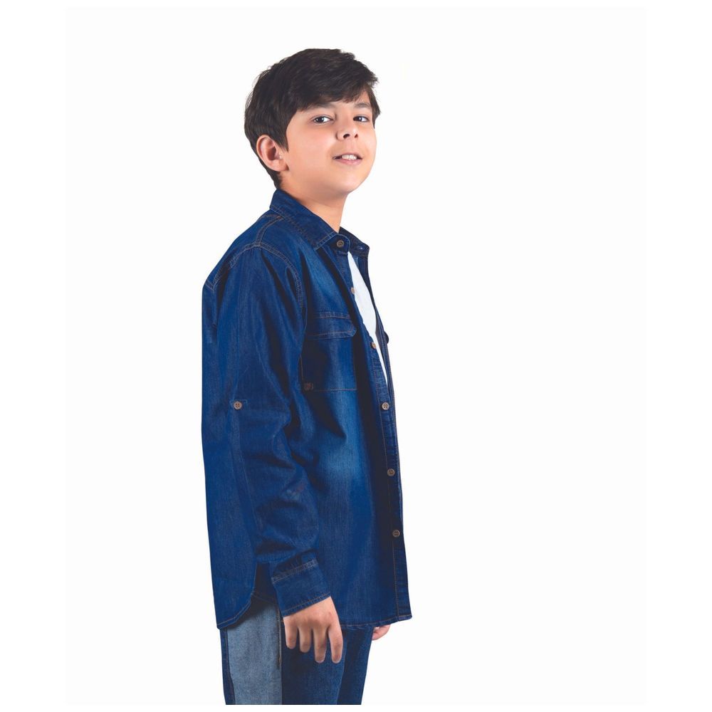 Little Kangaroos - Boy's Full Sleeves Shirt - Dark Blue