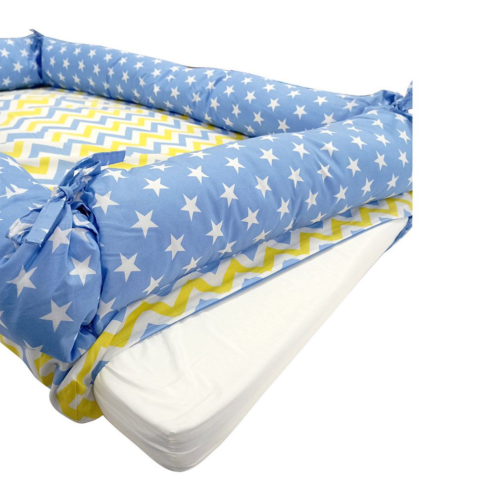 Smart Baby - Baby Boy Printed Bedding Set - Blue - 4Pcs