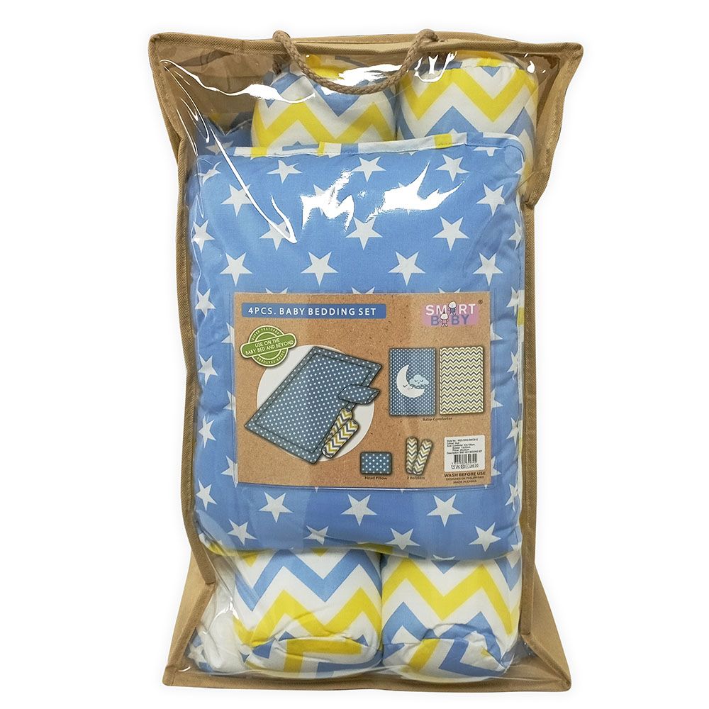 Smart Baby - Baby Boy Bedding Set - Blue - 4pcs