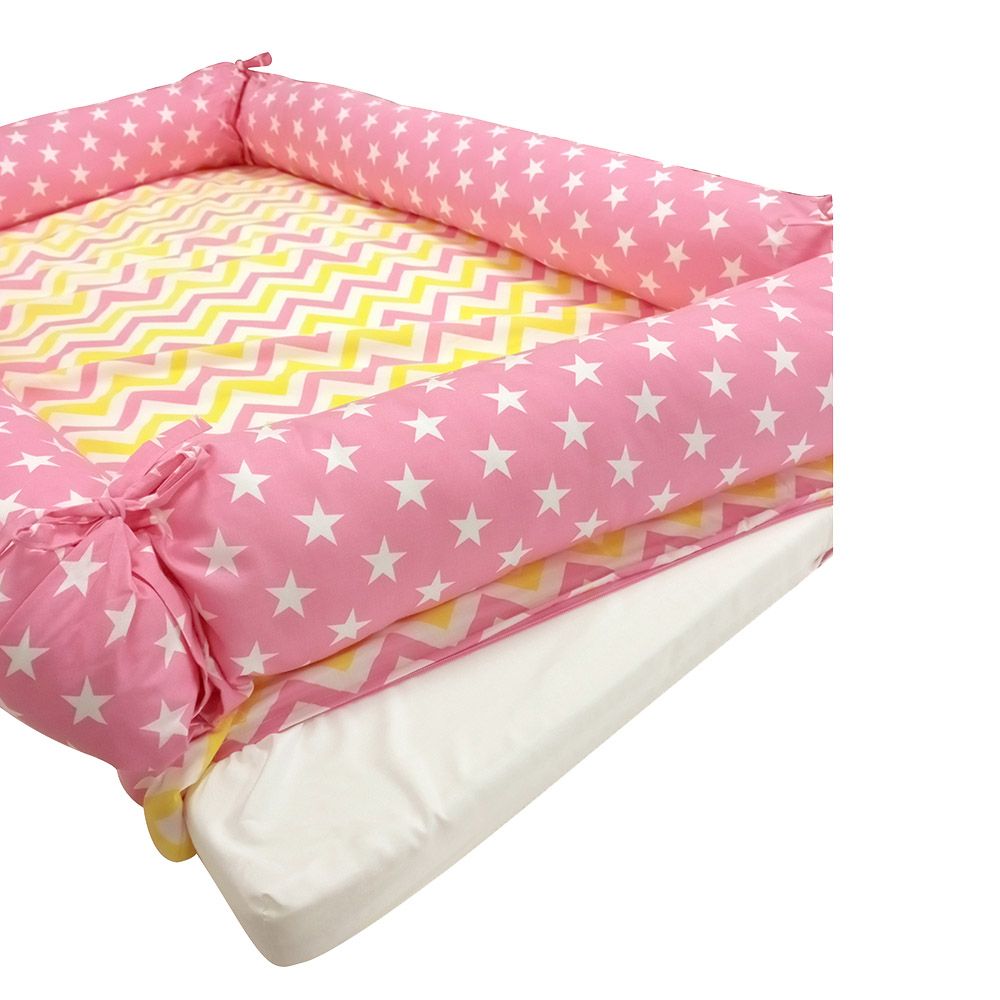 Smart Baby - Baby Girl Star Print Bedding Set - Pink - 4pcs