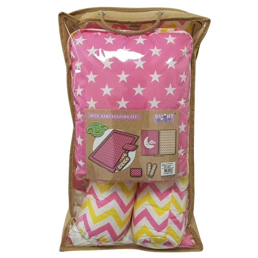 Smart Baby - Baby Girl Bedding Set - Pink - 4pcs