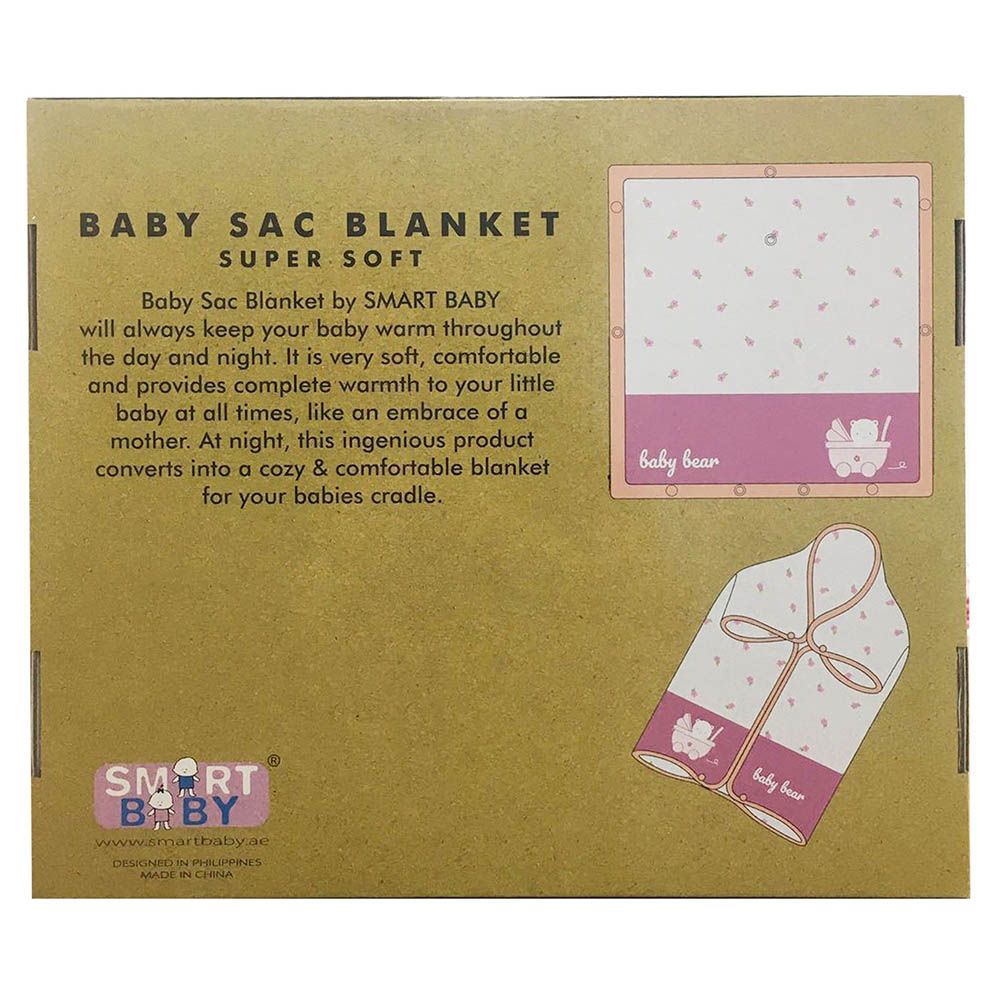 Smart Baby - Baby Girl Baby Bear Swaddling Blanket - Pink