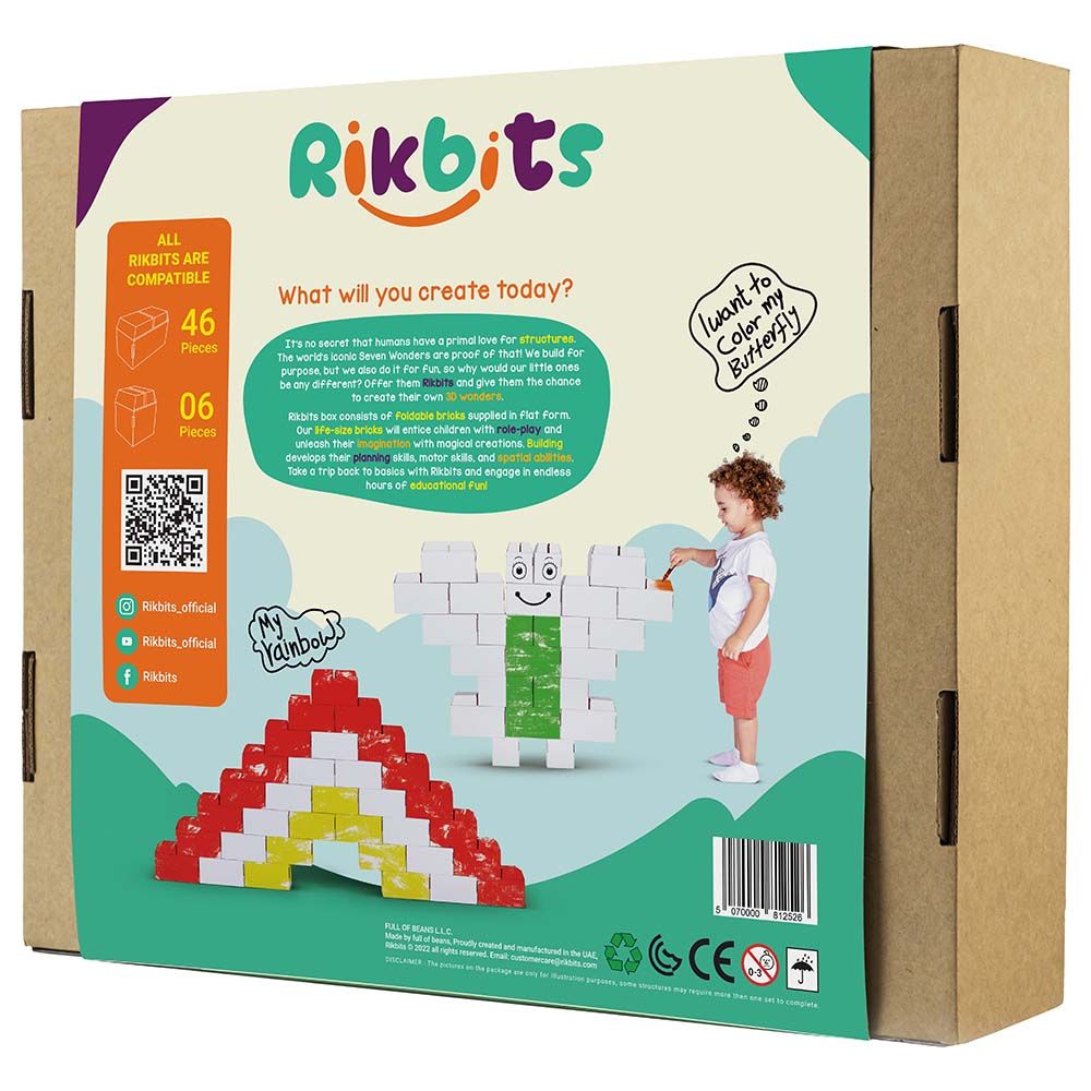 Rikbits - Big Interlocking Building Blocks Kit - 52pcs - White