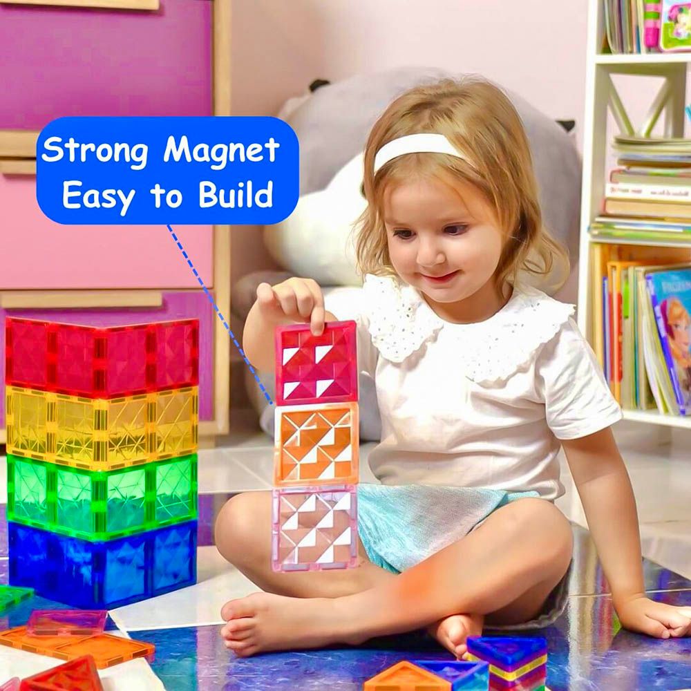 Mumfactory - Magnetic Tiles Blocks For Kids - 100pcs