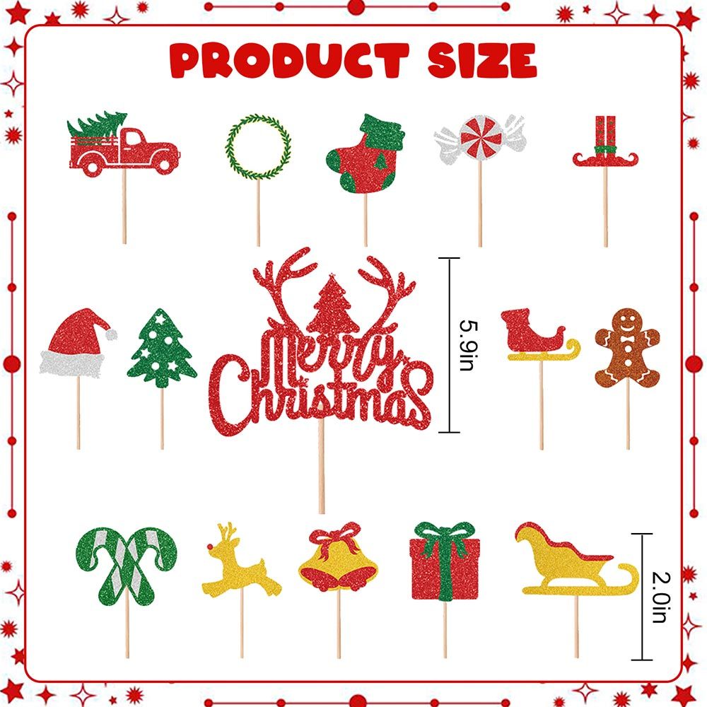 Highland - Merry Christmas Acrylic Cake Topper - 15pcs