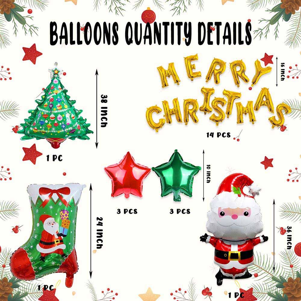 Highland - Christmas Balloons Banner Decoration Set - 105pcs