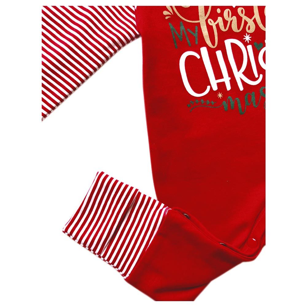 Impressions - My First Christmas Romper Set w/ Hairband & Beanie - Red