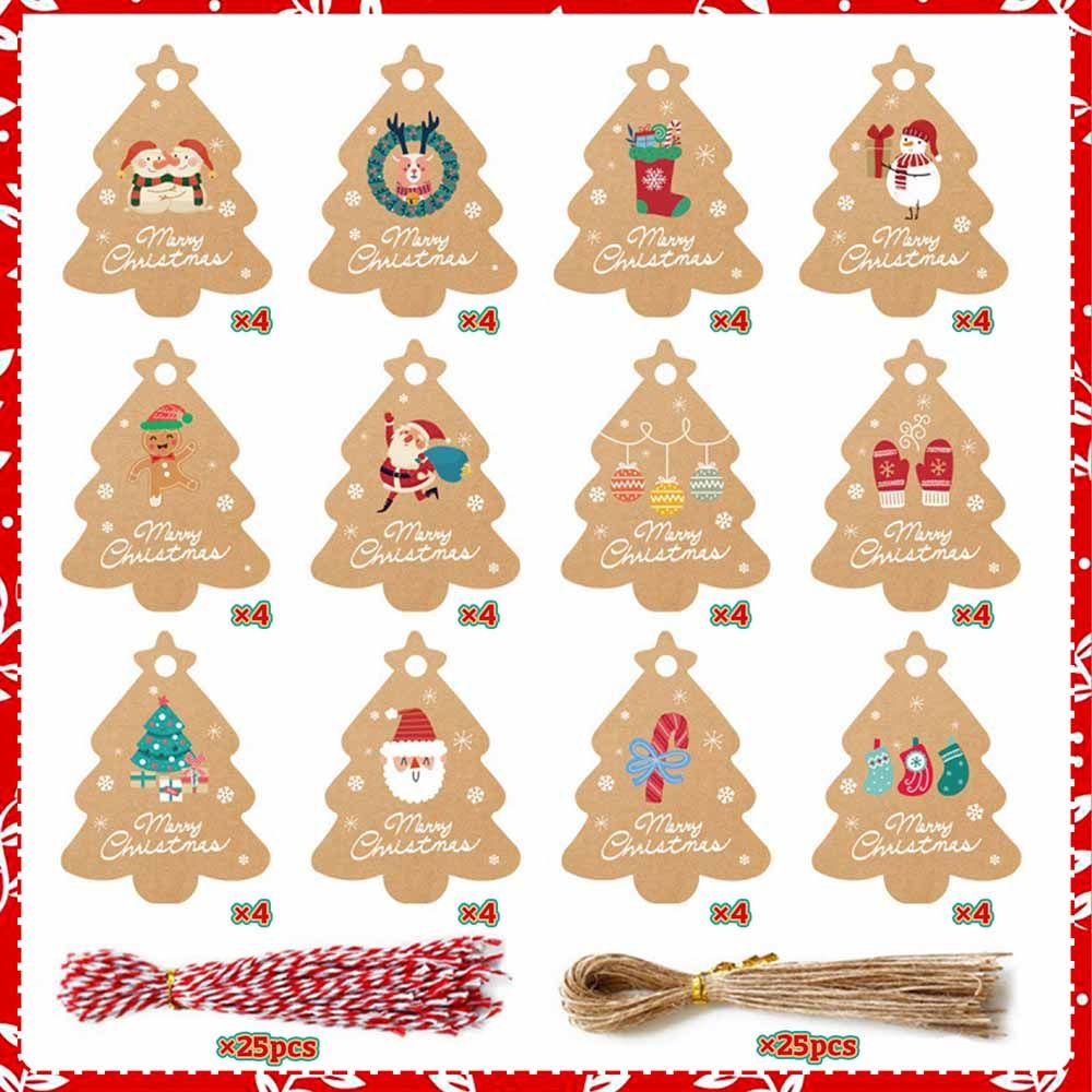 Highland - Christmas Themed Gift Tags With String - 48pcs