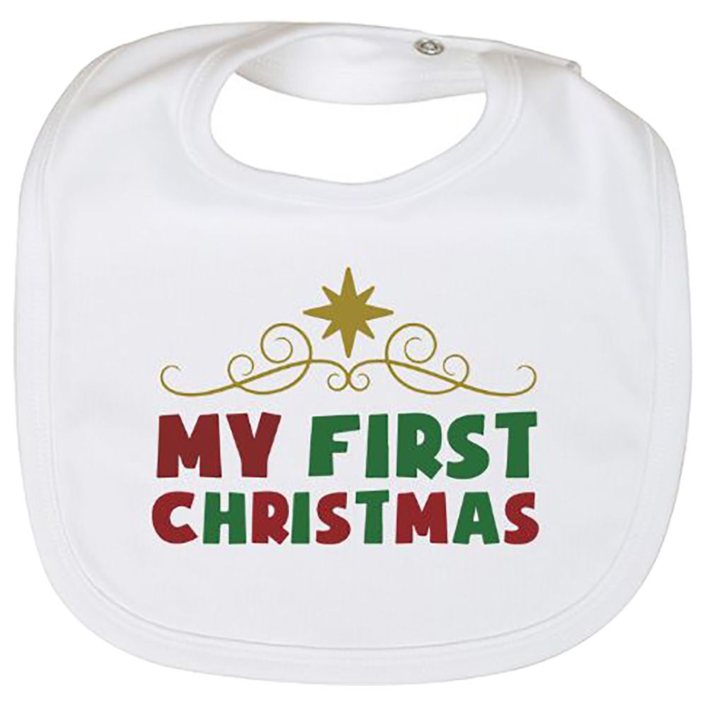 Impressions - My First Christmas Bib - White