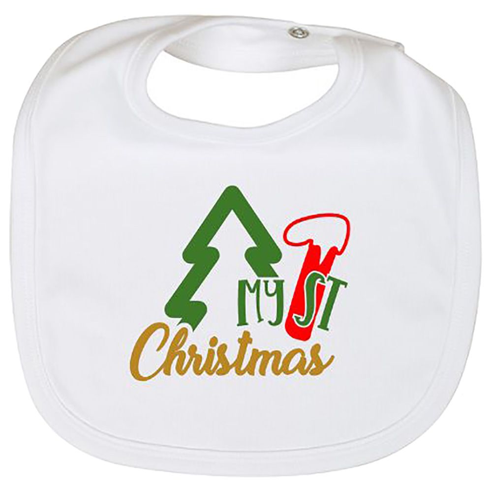 Impressions - My First Christmas Bib - Tree - White