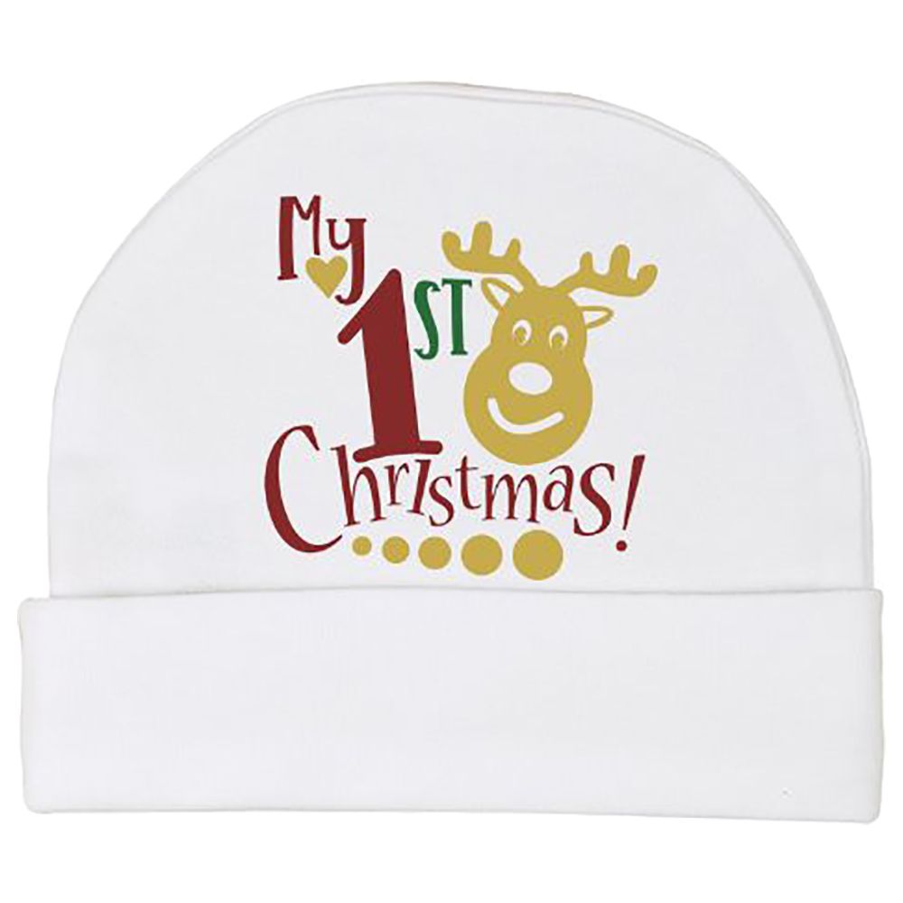 Impressions - My First Christmas Beanie - Reindeer - White