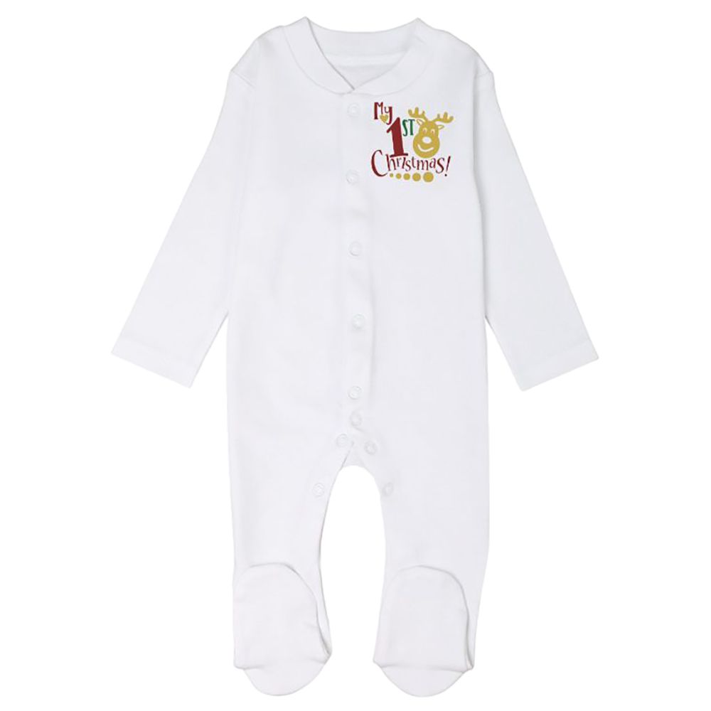 Impressions- My First Christmas Full Sleeved Romper Reindeer - White