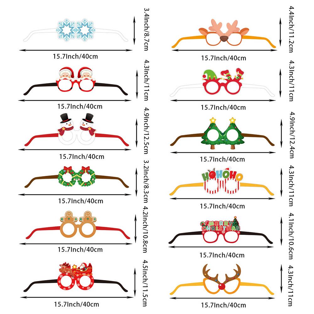 Highland - Christmas Paper Glasses Photo-Booth Props - 12pcs