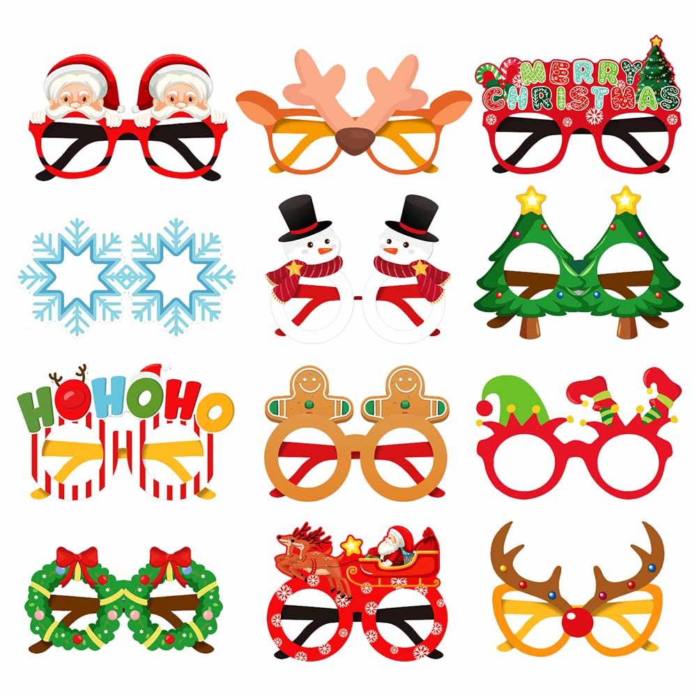 Highland - Christmas Paper Glasses Photo-Booth Props - 12pcs