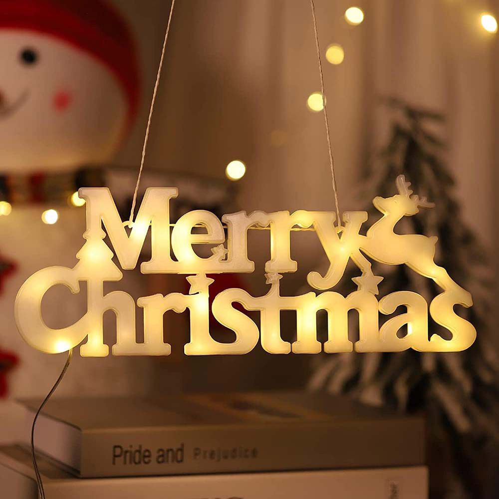 Highland - Merry Christmas Hanging LED Light Sign - White