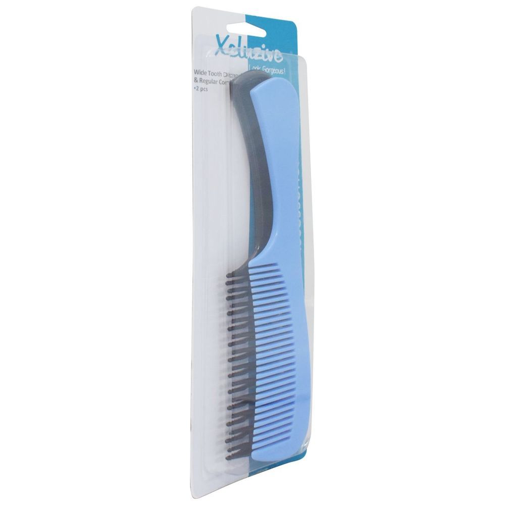 Xcluzive - Wide Tooth Detangler & Regular Combs - 2pcs