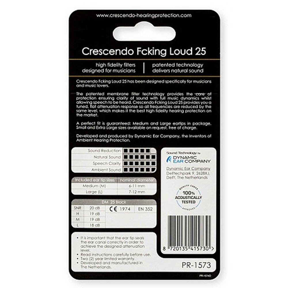 Crescendo - Dynamic Ear Company Pro Fcking Loud 25 Ear Plugs - 3 Pcs