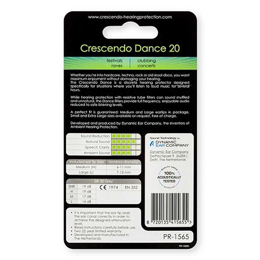 Crescendo - Dynamic Ear Company Dance 20 Reusable Ear Plugs - 3 Pcs