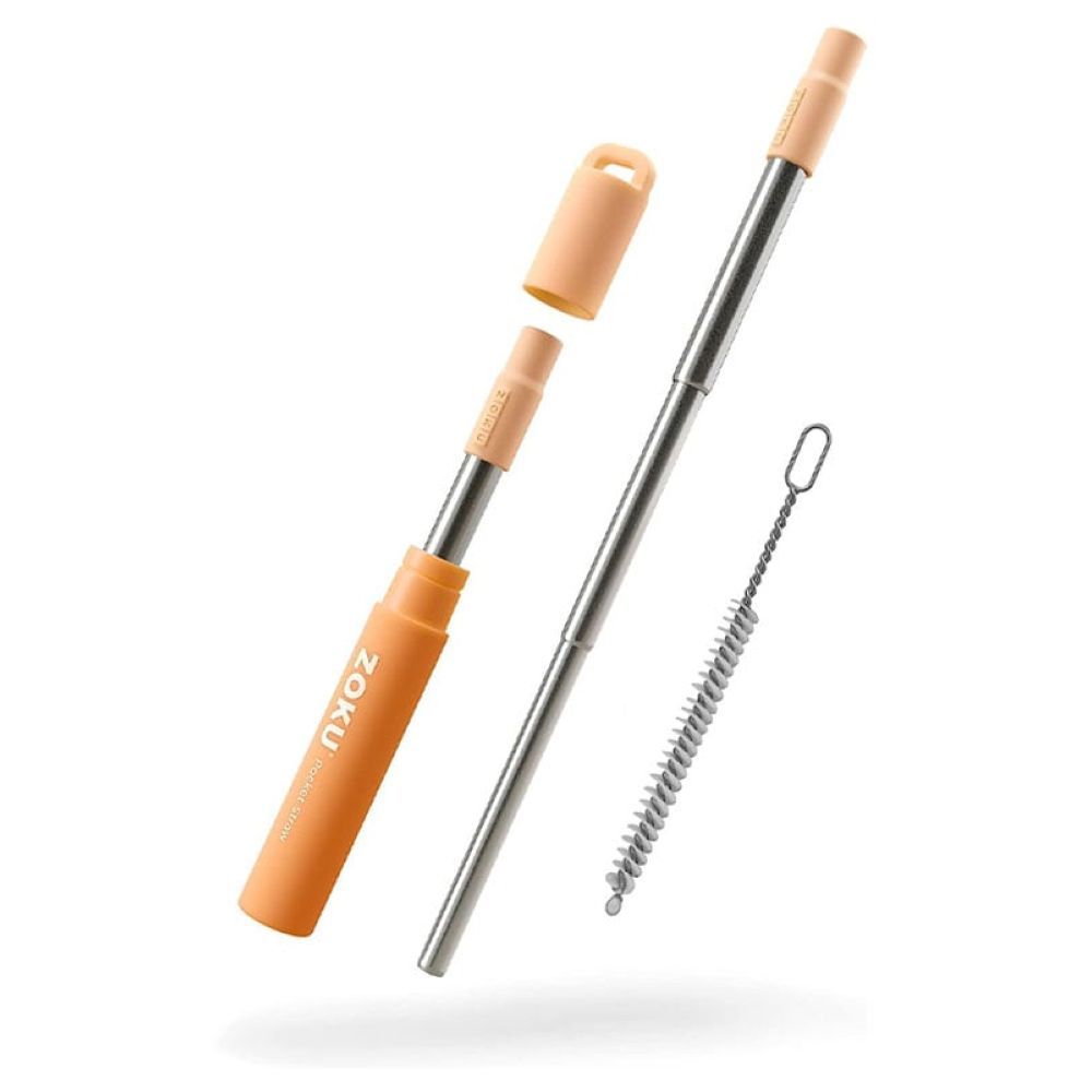 Zoku - Two Tone Reusable Pocket Straw - 3pc-Set - Orange