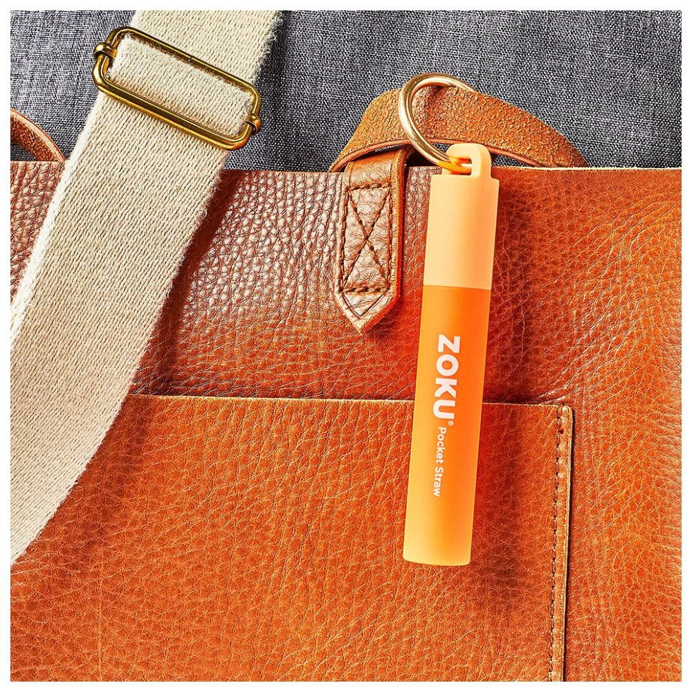 Zoku - Two Tone Reusable Pocket Straw - 3pc-Set - Orange