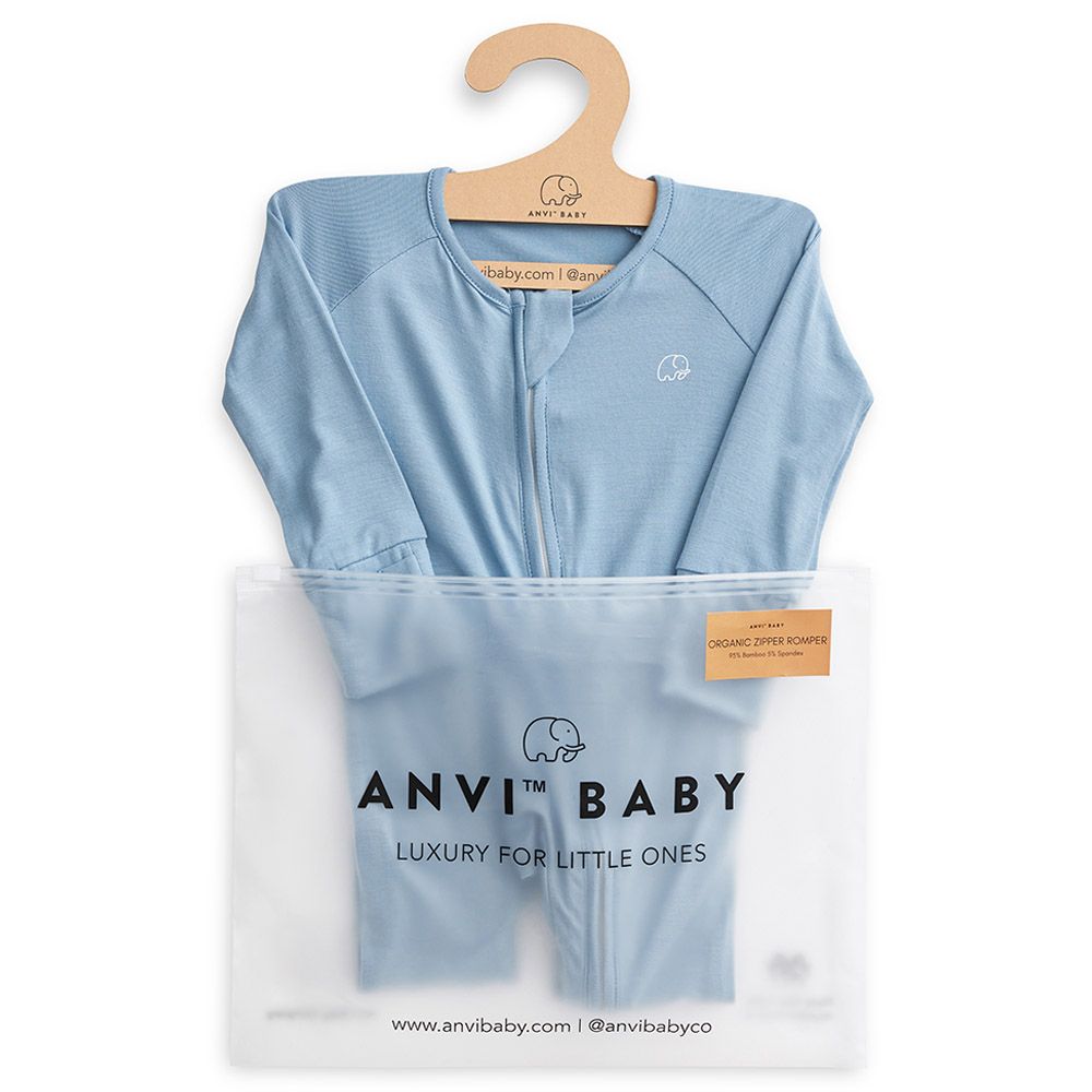 Anvi Baby - Organic Zipper Sleepsuit - Celestial Blue