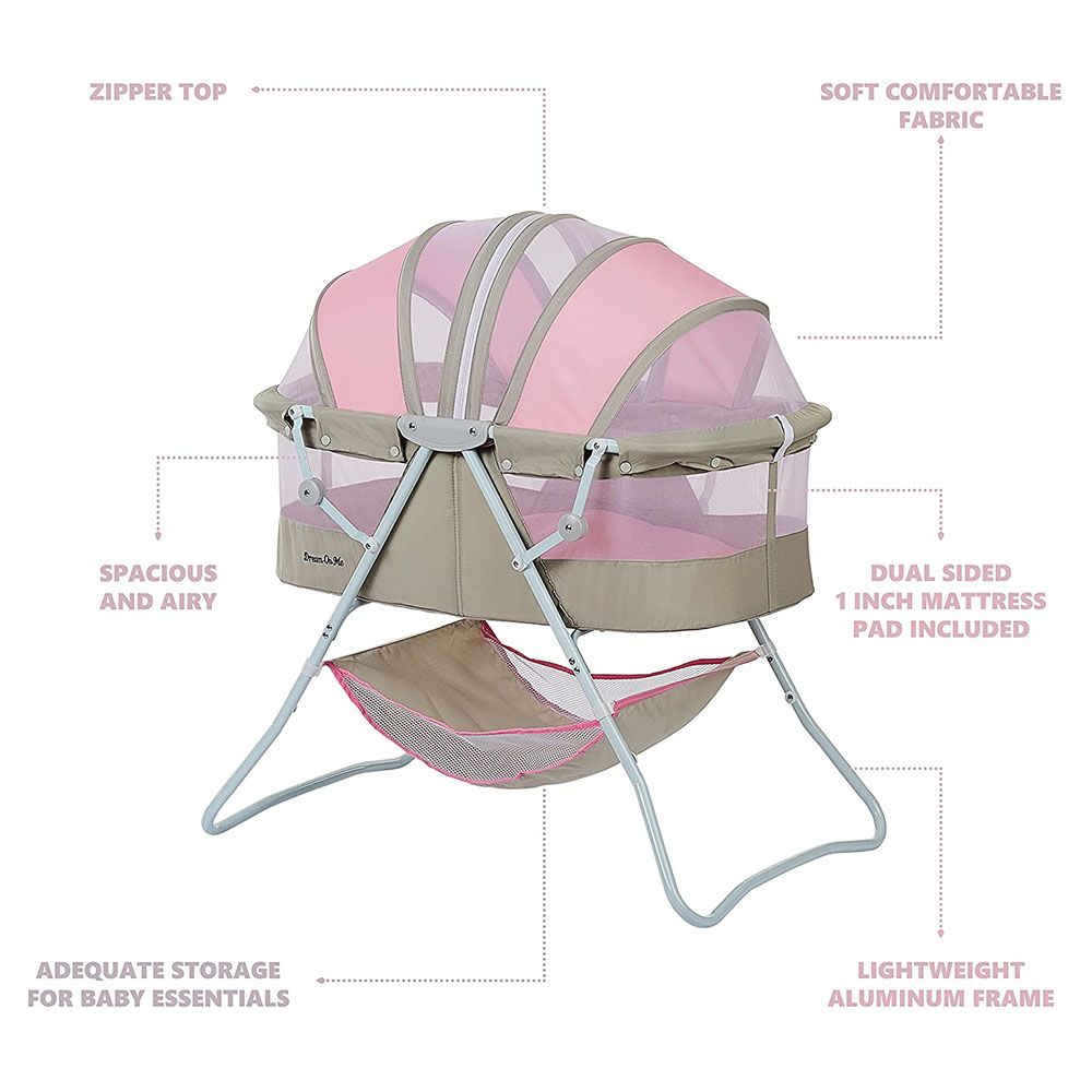 Dream On Me - Karley 3-in-1 Portable Baby Bassinet - Pink & Grey