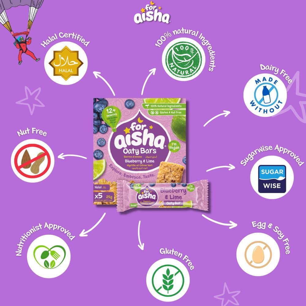 For Aisha - Oaty Bars - Blueberry & Lime - 25g - 5pcs