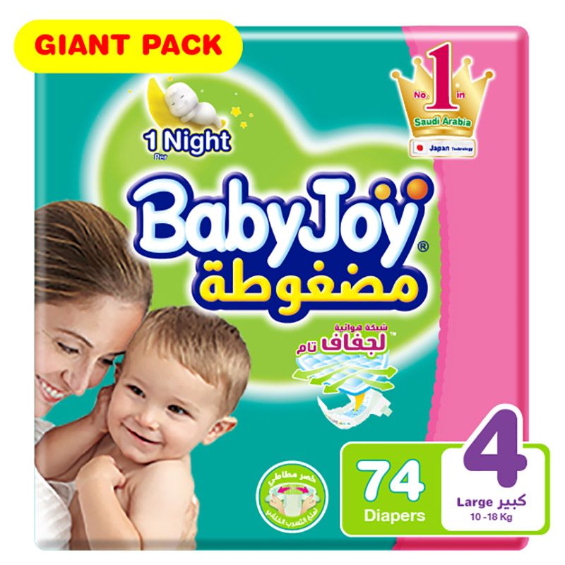 BabyJoy - Diaper Giant Pack, Large, 10-18 kg - 74 Pcs