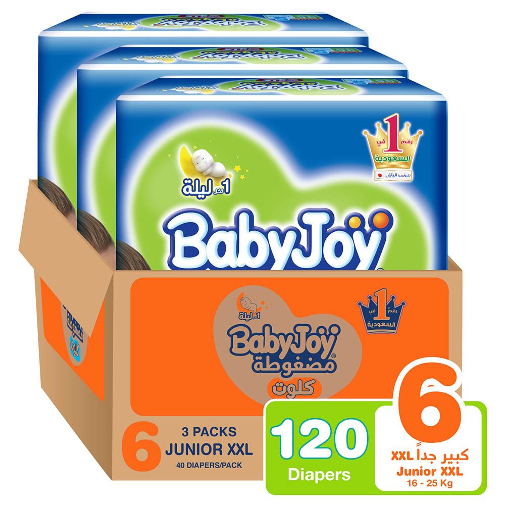 Babyjoy Cullotte Pants Diaper, Mega Pack Junior XXL Size 6, Count 120, 16 - 23 kg