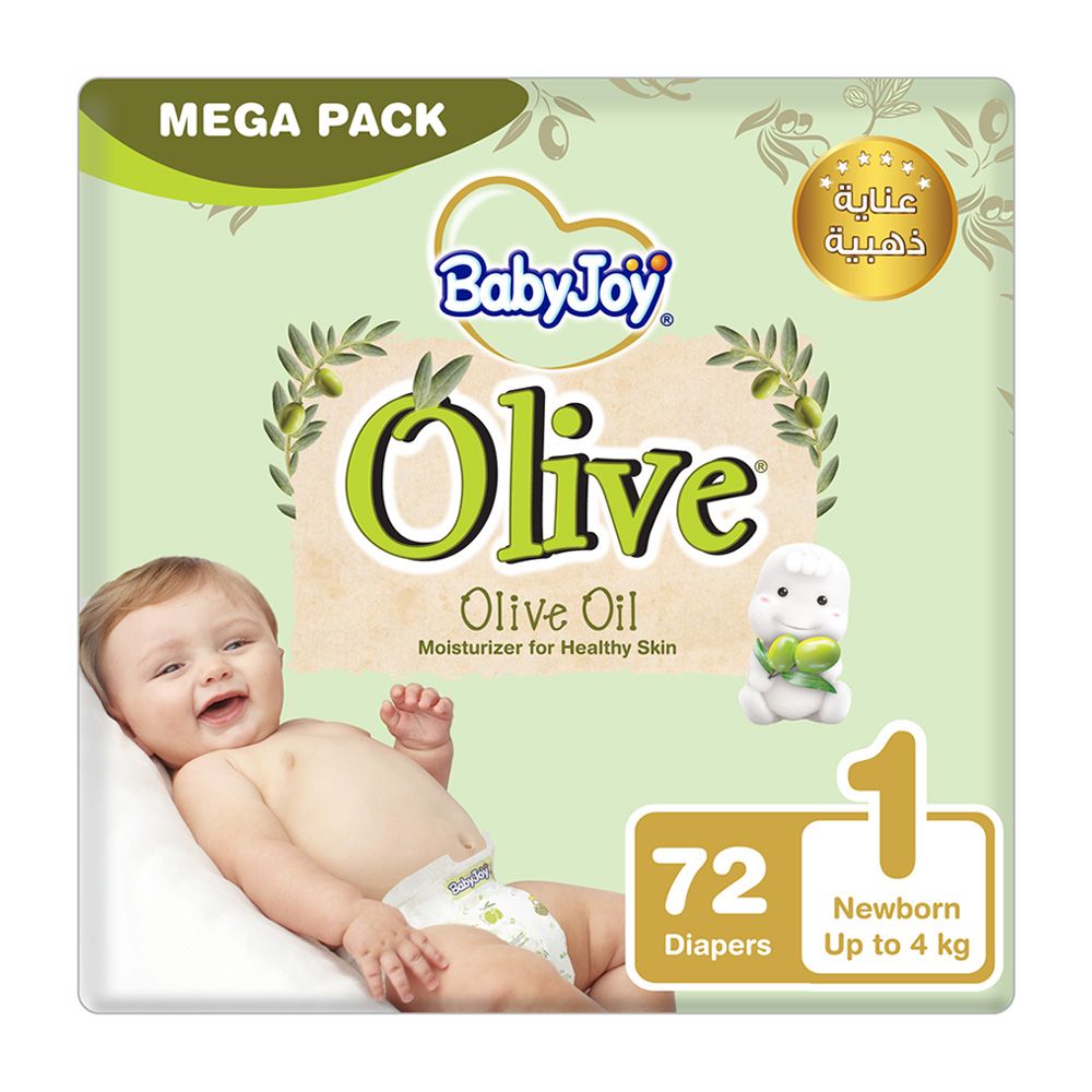 BabyJoy - Newborn Olive Diapers Mega Pack - Size 1 - 0-4 Kg - 72 Diapers