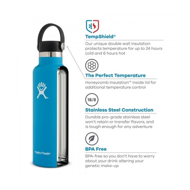 Hydro Flask - Vacuum Bottle With Standard Mouth - Black - 620ml