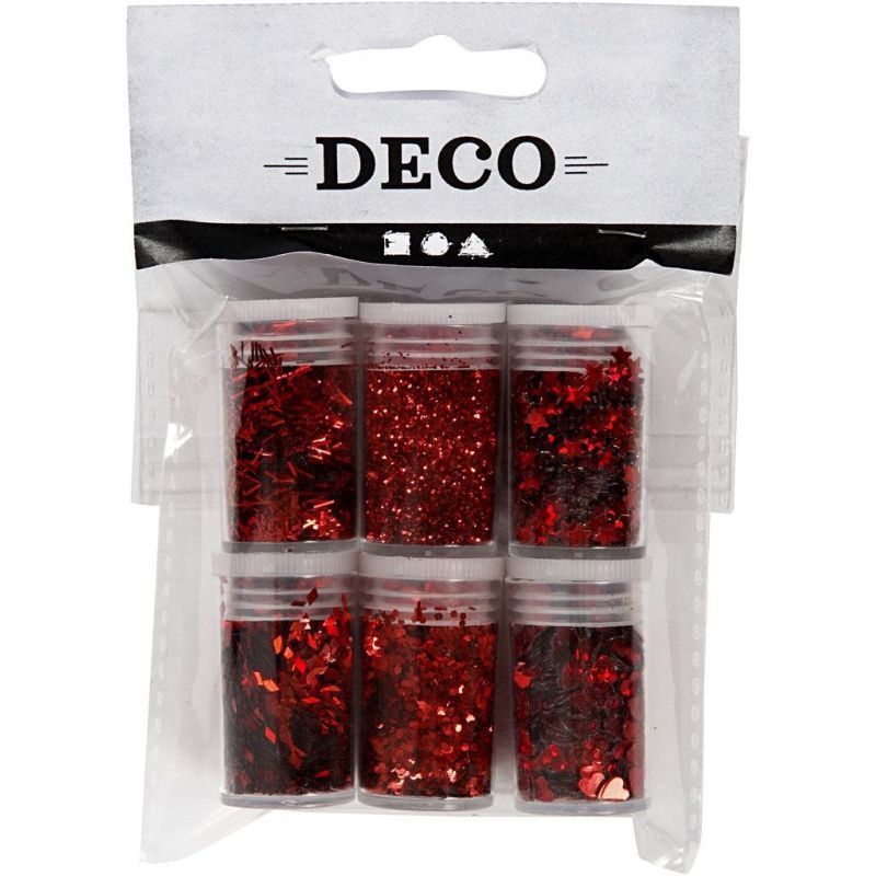 Craft Box - Glitter And Sequin - Red - Pack Of 6