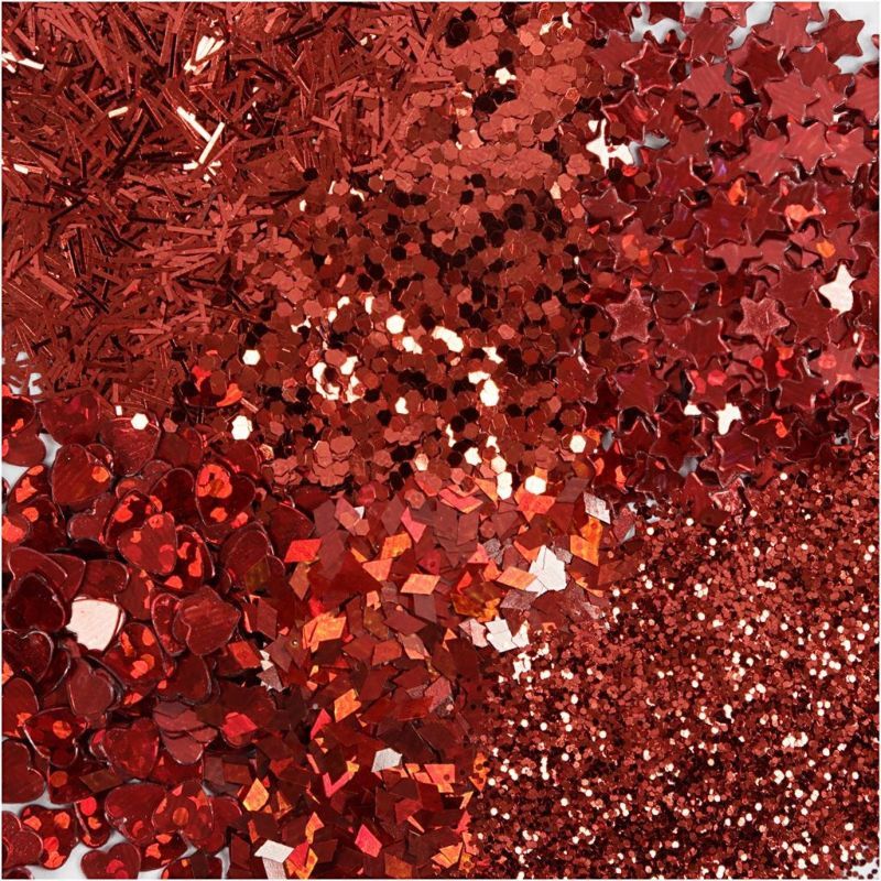 Craft Box - Glitter And Sequin - Red - Pack Of 6