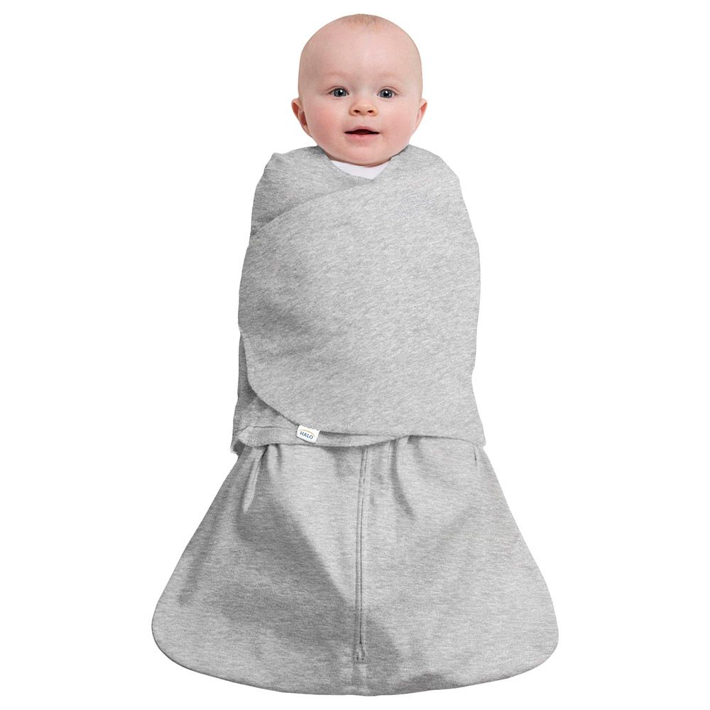 Halo - 100% Cotton Sleep sack Swaddle - Heather Grey (0-3M)