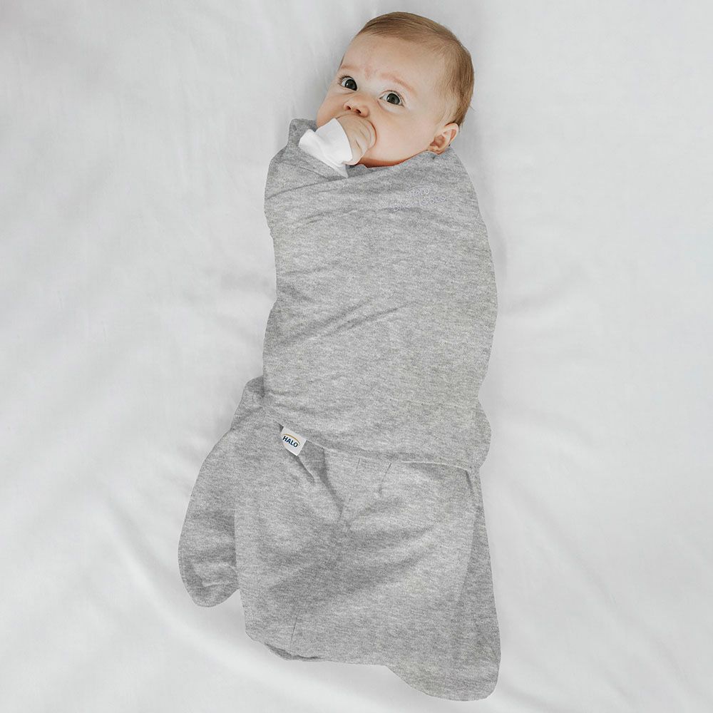 Halo - 100% Cotton Sleep sack Swaddle - Heather Grey (0-3M)