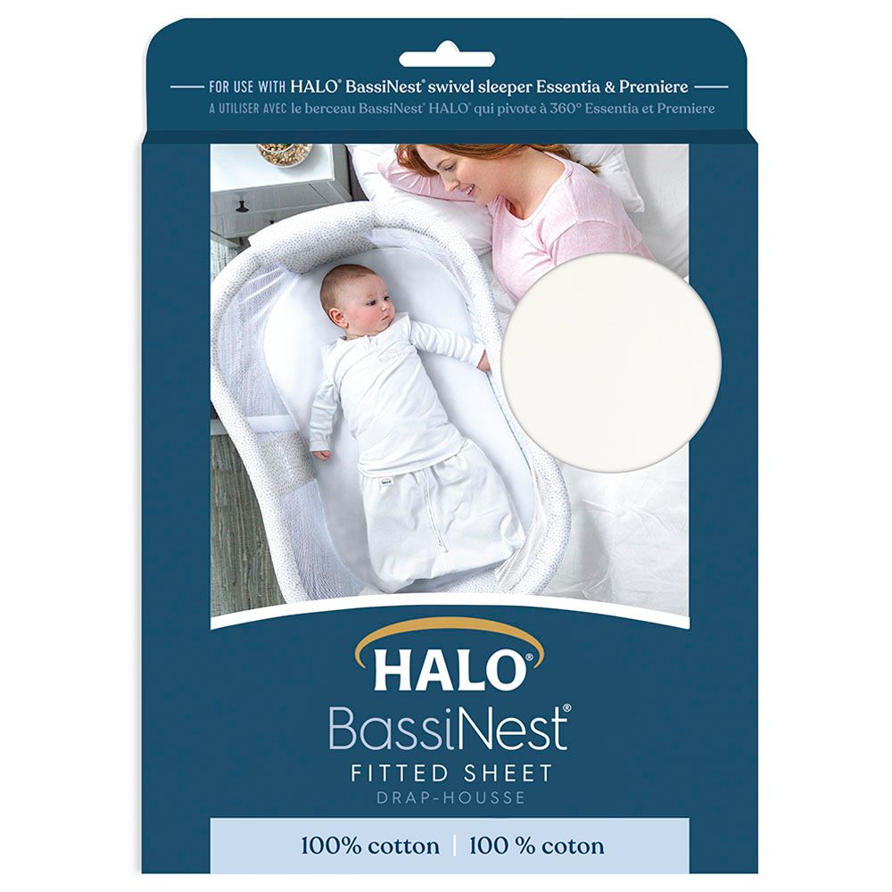 Halo - BassNEST Fitted Sheet 100% Cotton White