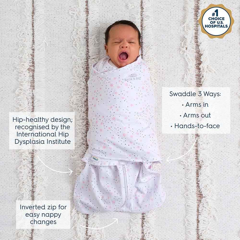 Halo - 100% Cotton Sleep sack Swaddle - Midnight Moons Pink