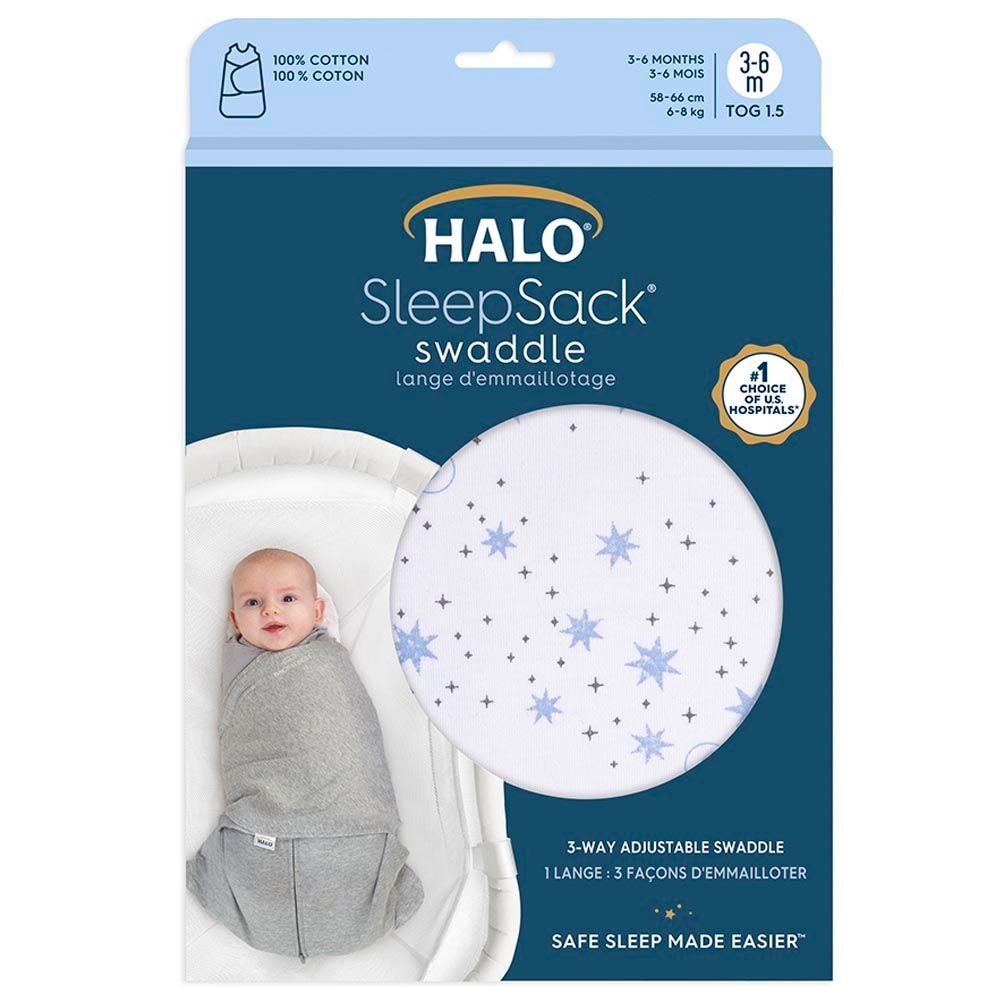 Halo - 100% Cotton Sleep sack Swaddle - Midnight Moons Blue