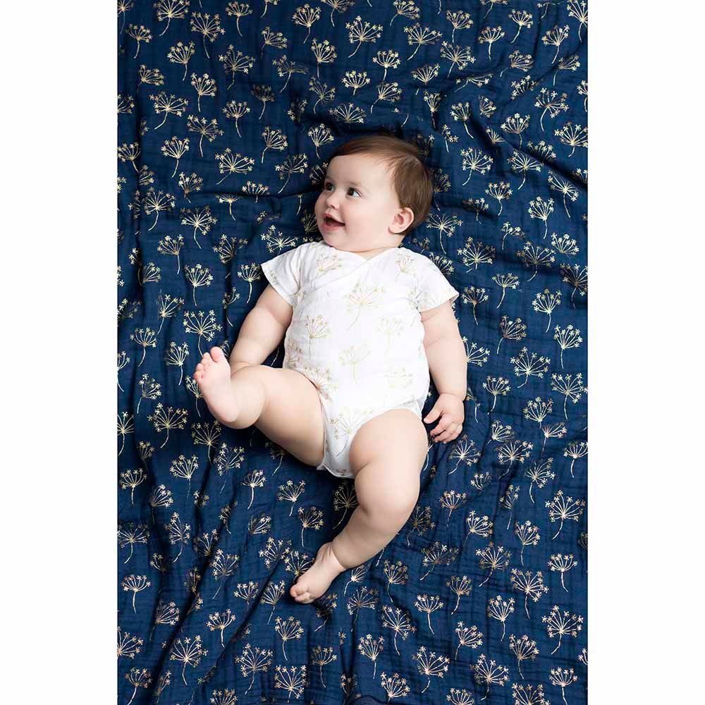 Aden + Anais - Cotton Muslin Dream Blanket - Metallic Gold Deco