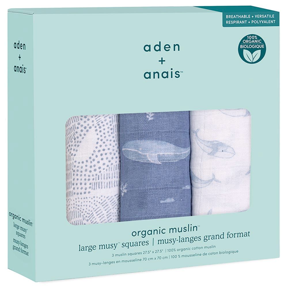 Aden + Anais - Organic Cotton Muslin Squares - Pack of 3 - Oceanic