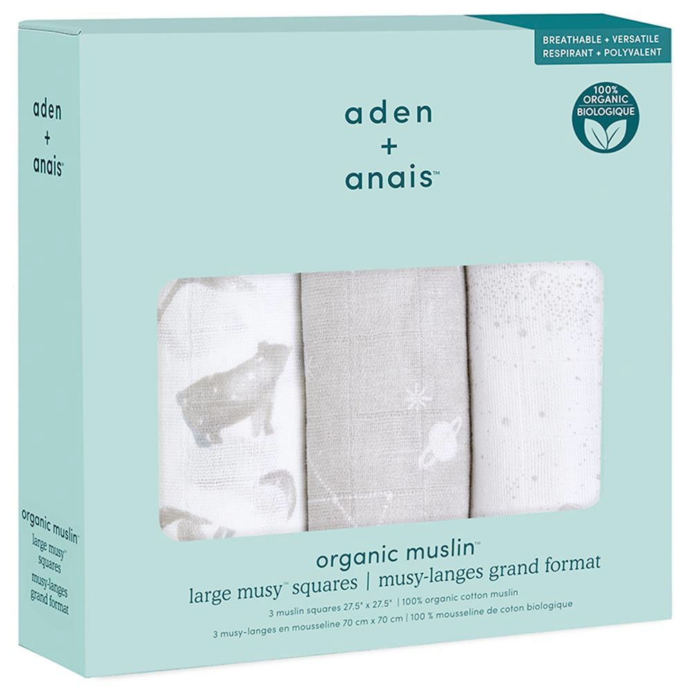 Aden + Anais - Organic Muslin Squares - Pack of 3 - Map The Stars